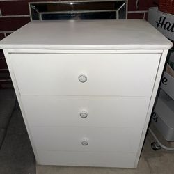 3 Drawer White Dresser 