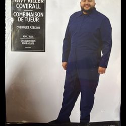 Navy Blue Killer Coverall Adult Halloween Costume Plus Size XXL 48-52 One Piece, modern hero, made in china, Michael Myers’s blue jumpsuit, long sleev
