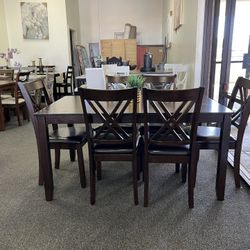 Dining Set In Espresso With Table And 6 Chairs 