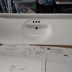 White Cultured Marble Bathroom Vanity Top