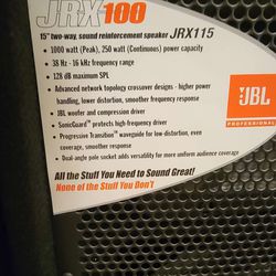 2 JBL JRX115 2-way Passive Speakers