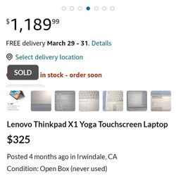 Lenovo Thinkpad X1 Yoga Touchscreen Laptop 