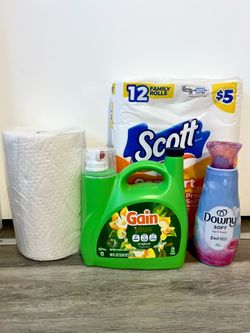 Gain 99oz 75 Loads + Downy + Scott 12pk + Paper Towel bounty