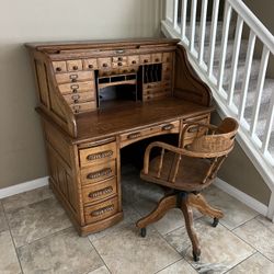 Antique Oak Roll Top Desk