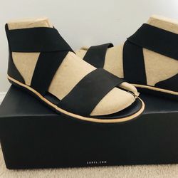 Brand new in box Sorel Ella crisscross ankle strap sandals in black leather size 6.5 (cash & Pick up only)