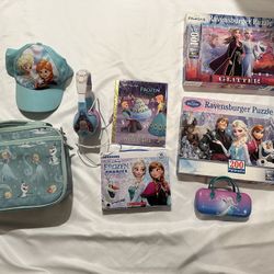 Disney’s Frozen Pottery Barn Kids  Lunch Bag, Phonics Books And 2 Puzzles
