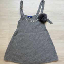 Burberry Blue label Gray Gem Embroidered Cashmere Top with detachable Pom Pom 