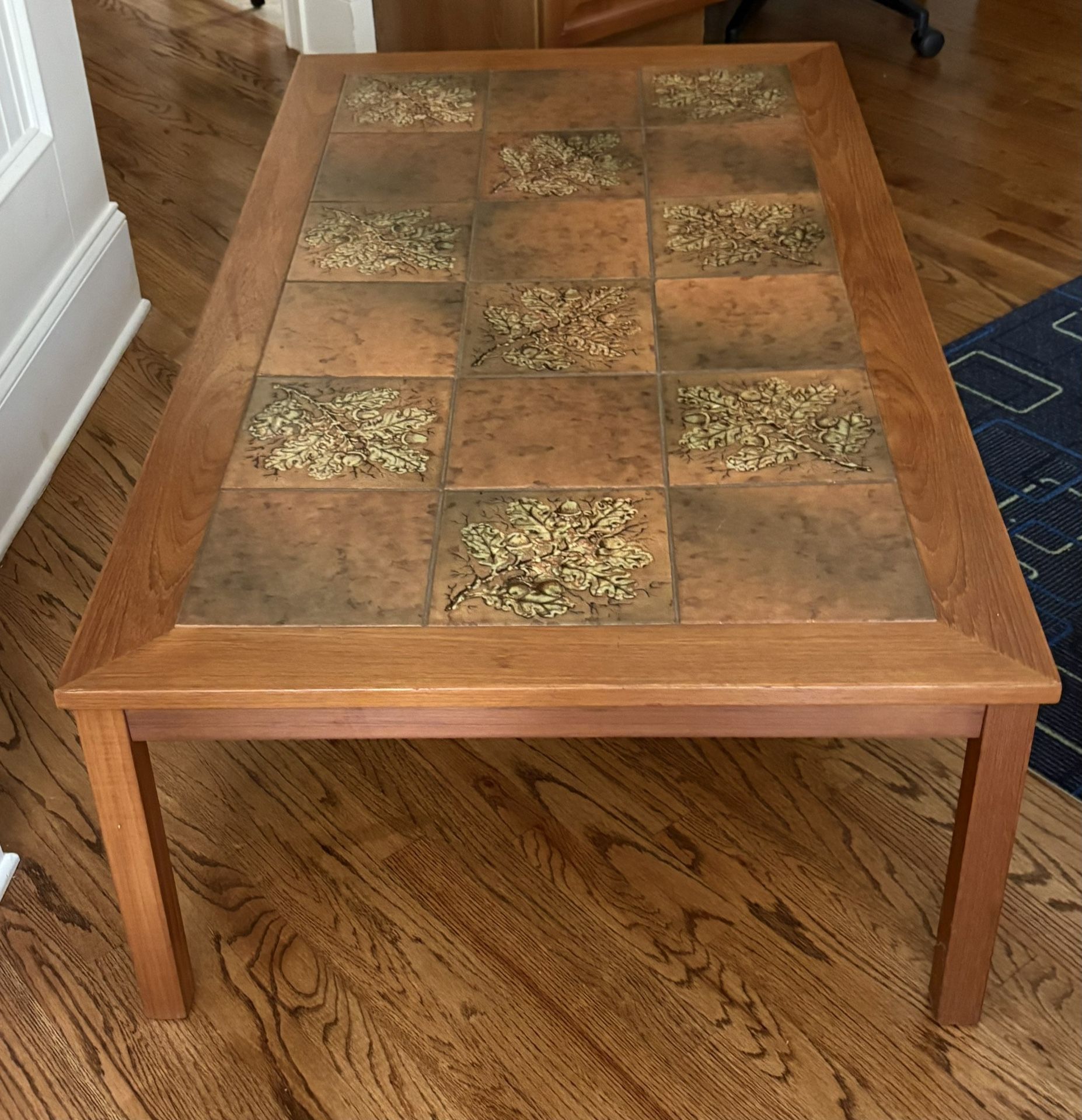 1960’s Mid Century Danish Modern Teak Coffee Table w Tile Inlay