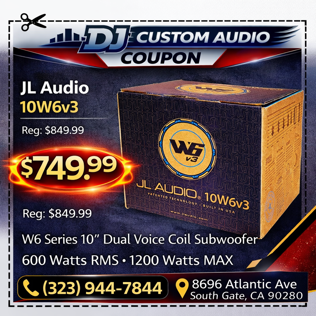 JL Audio W6 Series Bass Speaker 10" Dual Voice Coil Subwoofer 1200 Watts 10W6v3 🚨 Payment Options Available 🚨 No Credit Needed 🚨