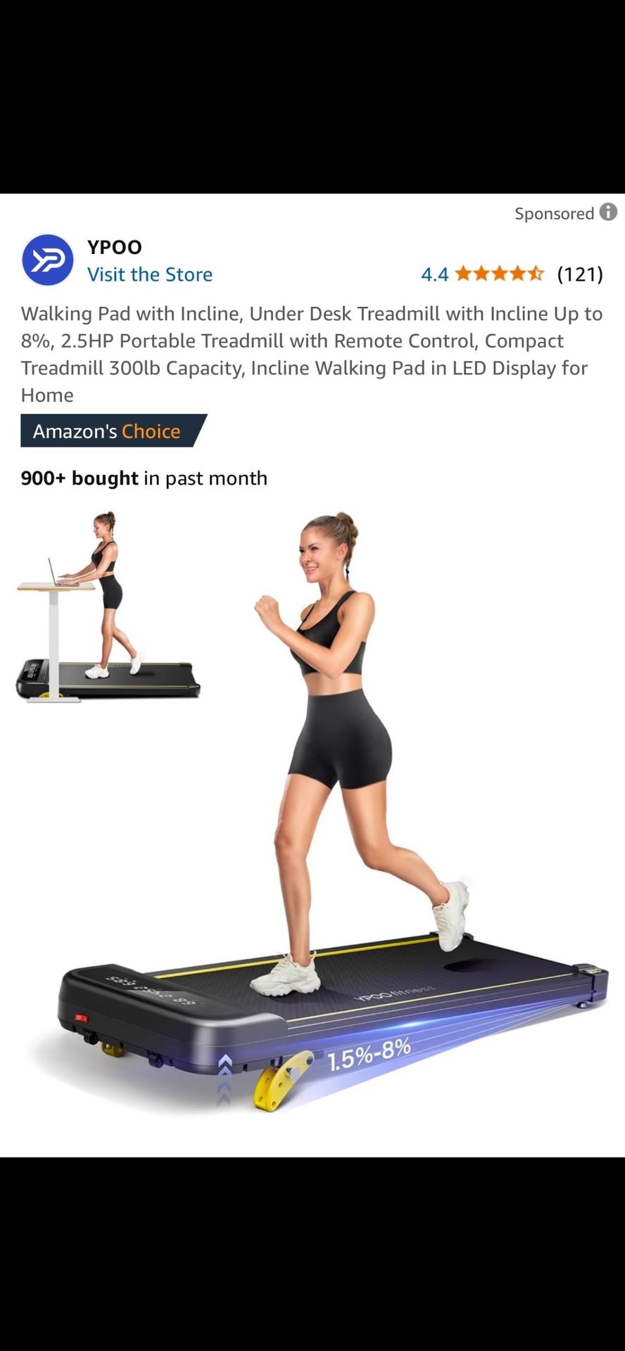Ypoo Treadmill With Incline And Remote Control…new