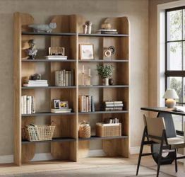70.87 in. Tall Brown Wood Bookcase, 5-Tier Farmhouse Freestanding Bookshelf with Open Shelves for Home Office