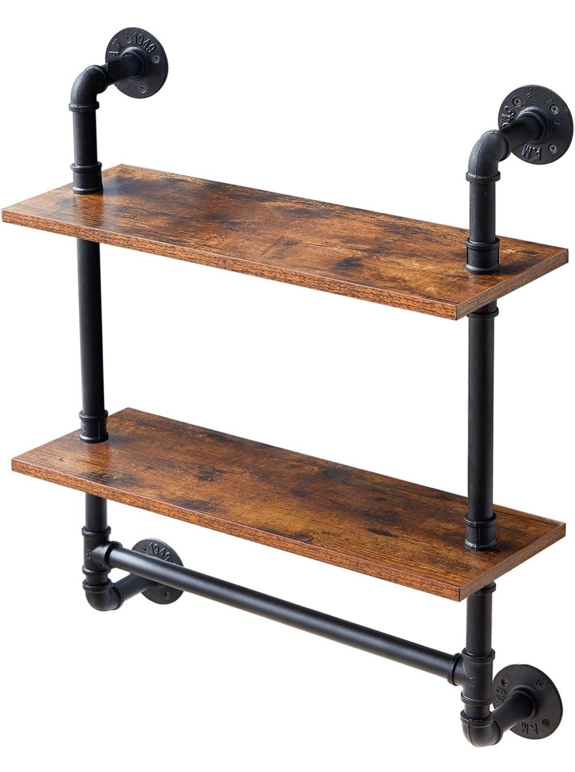 Industrial Pipe Shelf Bracket 2 Tiers
