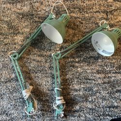 2 Teal Industrial Lamps/Lights