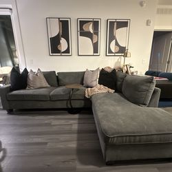 Sofa with art work & pillows