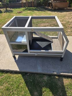 Rabbit Hutch (36.2"L) - 2-Level, Wheels & Tray - PET36