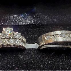 WEDDING & ENGAGEMENT RING PLUS GROOM'S BAND-BRIDAL COLLECTION - 