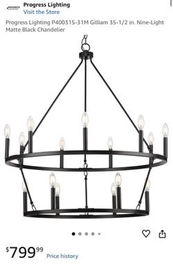 Progress Lighting Matte Black Chandelier