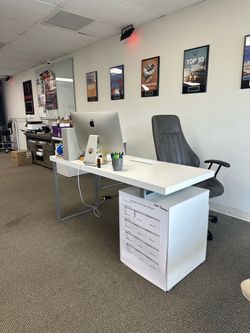 White office desks
