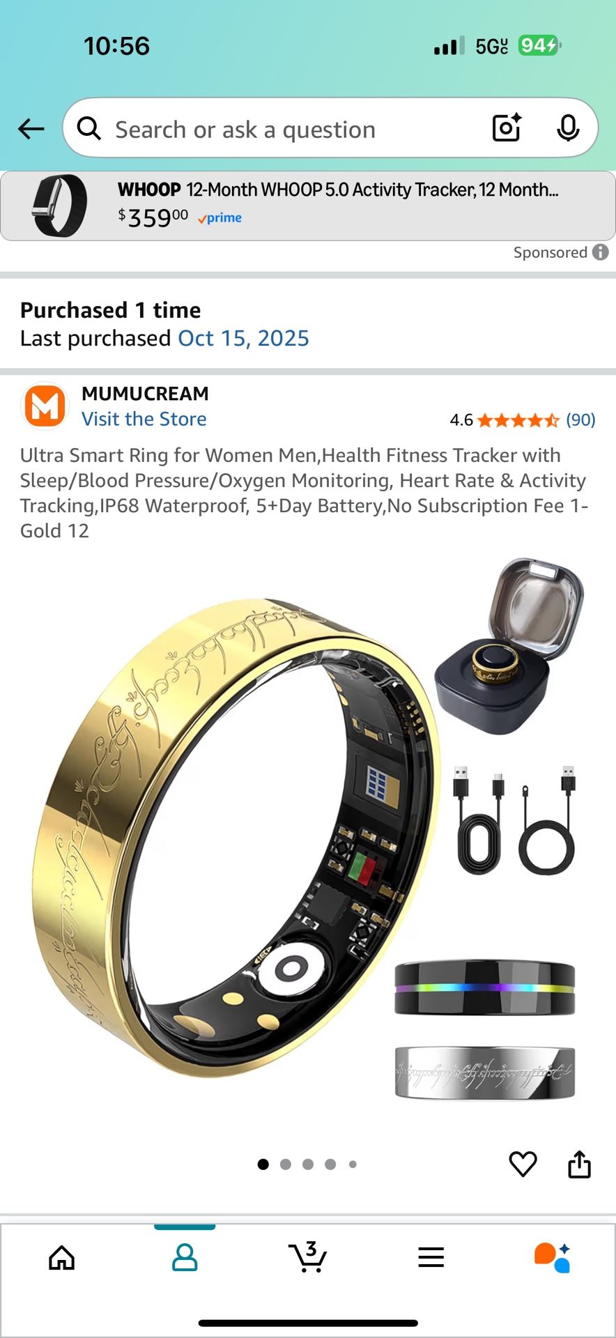 Ultra Smart Ring for Women Men,Health Fitness Tracker with Sleep/Blood Pressure/Oxygen Monitoring, Heart Rate & Activity Tracking,IP68 Waterproof, 5+D