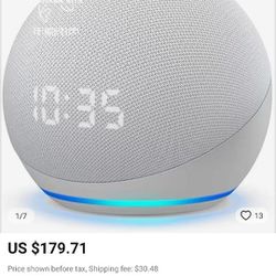 Amazon Echo Dot 4th Generation Glacier White With Clock And Sengled Bluetooth Bulb 