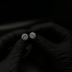 Silver-diamond Earrings For Women