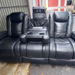 Leather Reclining Movie Theater Couch And Love Seat