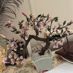 Bonsai Tree Antique Vintage Glass 17 Inch Wide 