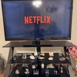 46 Inch Sony Bravia TV with Roku and TV Stand