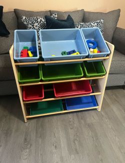 Kids Toy Storage with 10 Plastic Bins
