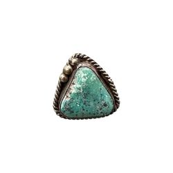 Native American Vintage Sterling Silver & Turquoise Split Shank Ring