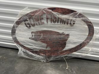 Gone Fishing Oval Wooden Wall Sign
