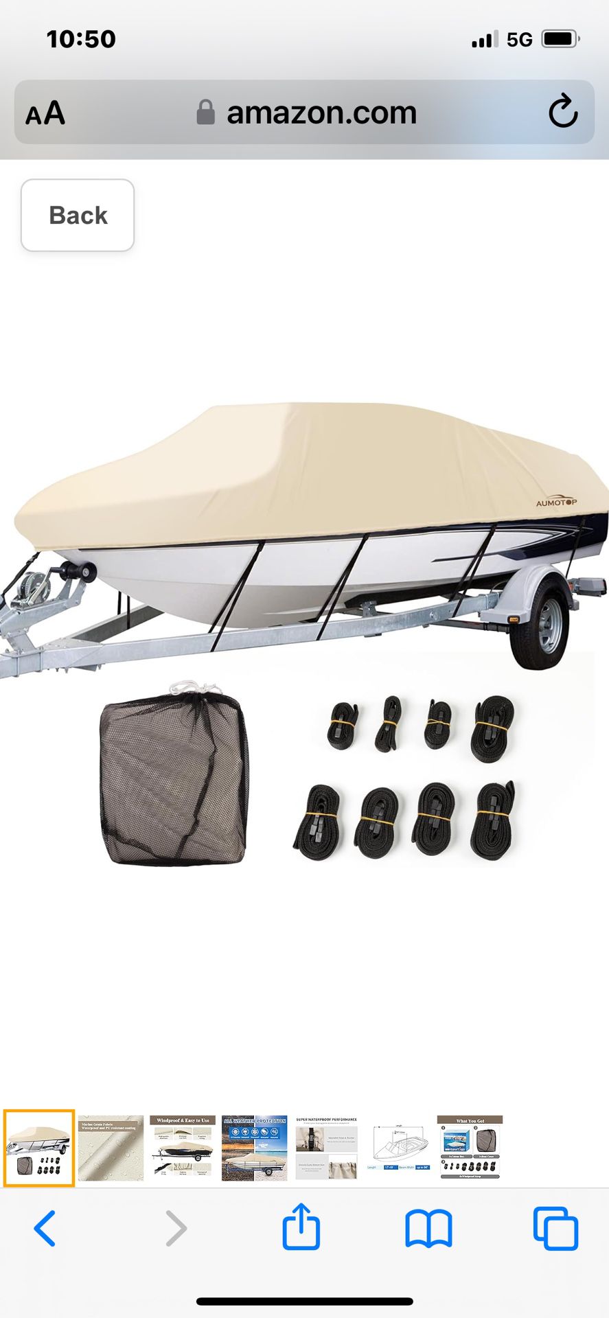 Boat Cover 17-19ft, Heavy Duty Trailerable Waterproof Boat Cover, UV Resistant Marine Grade Outboard Covers Fits for V-Hull, Fish&Ski, Beige，Pro-Style