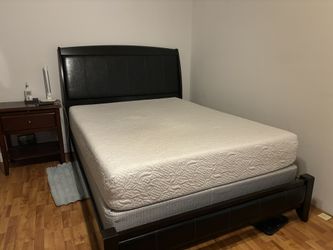 Black Bed Frame Queen, Dresser, Mattress And Box Frame 