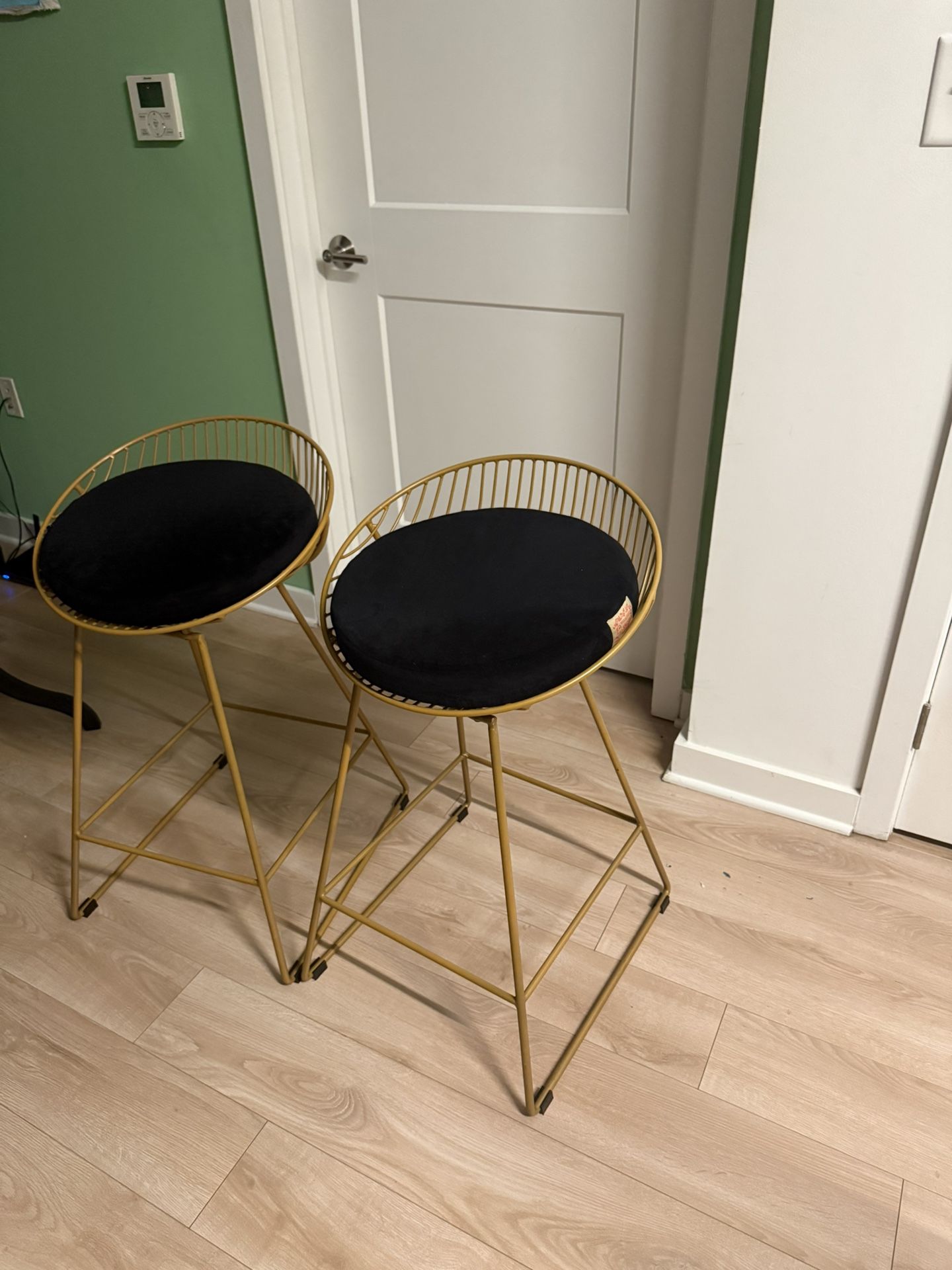 Brass Gold Counter Bar Stools with Cushions