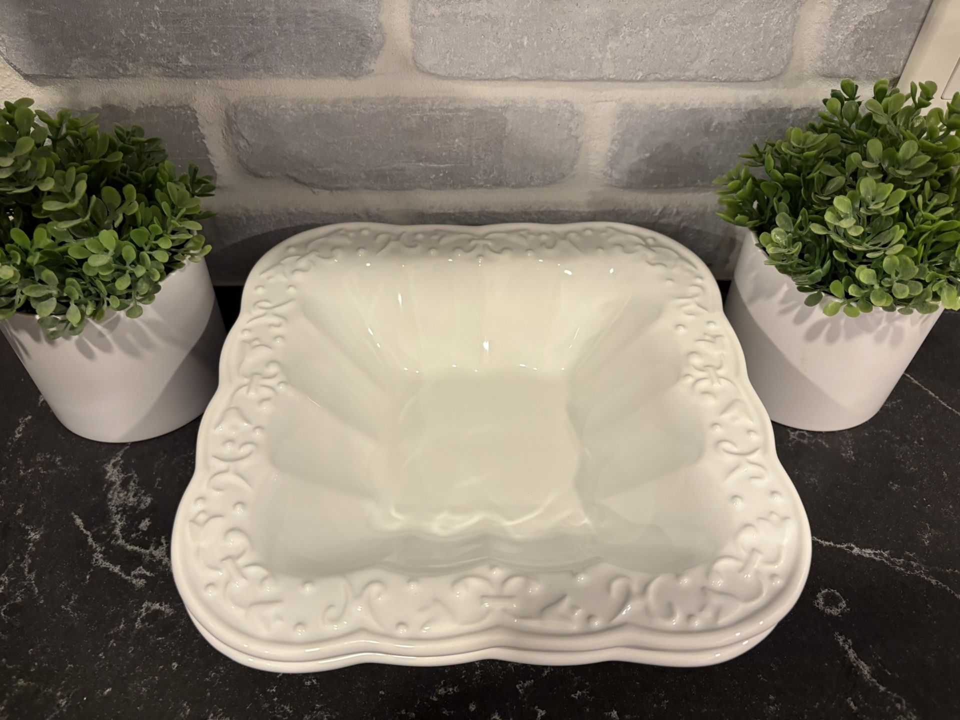 A. Santos Portugal set of 2 white rectangular Bowls - kitchen serving ware