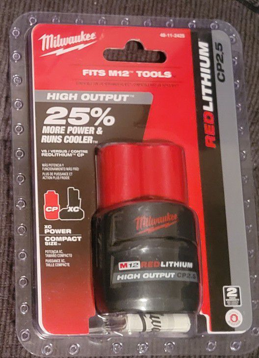  Milwaukee M12 RedLithium CP 2.5 Ah Lithium-Ion High Output Battery
1 for $30  or 2 for $50