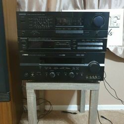 Kenwood Stereo With Yamaha Receiver And Two 12in Tower Speakers