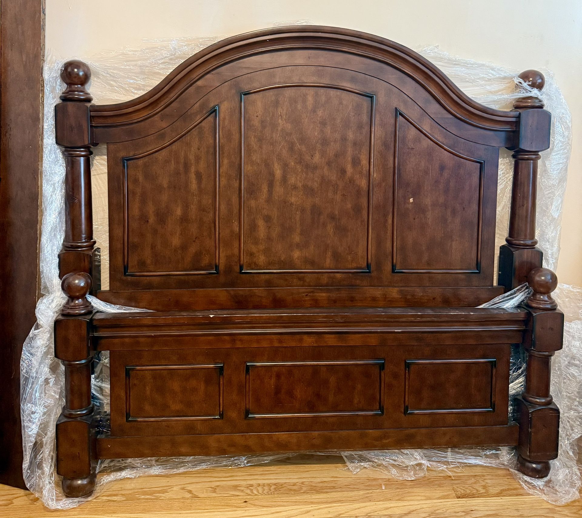 Excellent solid heavy wooden queen bed frame
