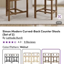 4 Walnut/cream Kitchen Island Chairs 