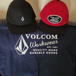 Men's Volcom Stone Snapback Hats / Baseball Caps & T-shirt 
