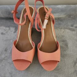 Rampage Open Toe Platform Wedge Sandal Size :11 Color: Peach Coral 