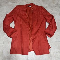 Harve Benard Pink Orange 100% Linen Blazer Jacket 1 Button Down Women Sz 8 