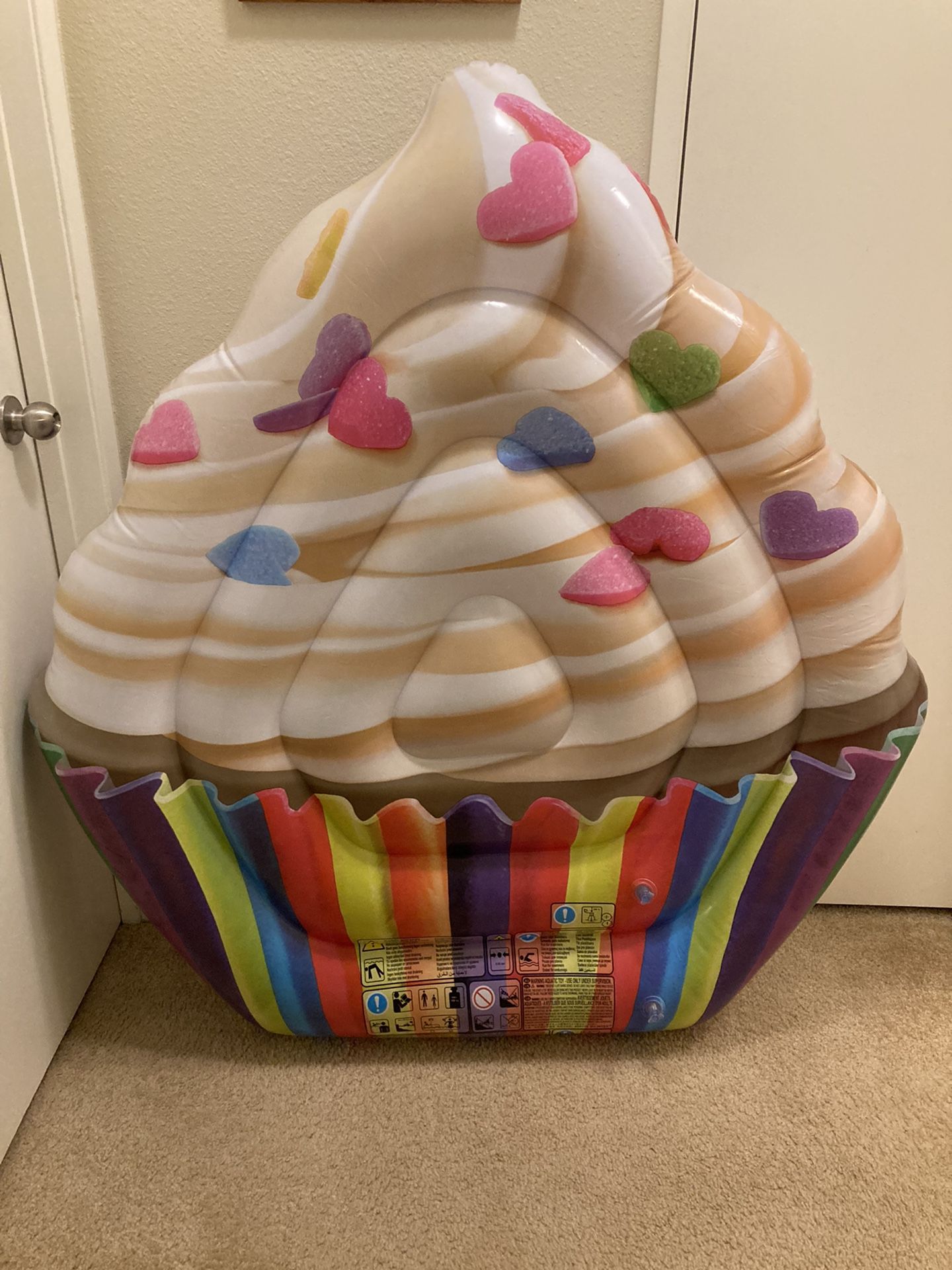 Patched - Intex Sand and Summer Inflatable Vanilla Cupcake Pool Float Raft Lounge Mat