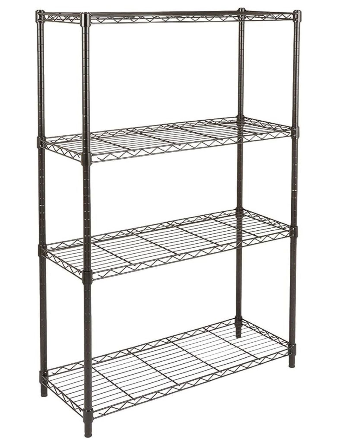 Amazon Basics 4-Shelf Adjustable, Heavy Duty Wide Storage Shelving Unit (350 lbs loading capacity per shelf), Steel Organizer Wire Rack, 36" L x 14" W