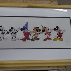 Mickey Through the Years Authentic Disney  panoramic animation cel 1993 W COA 