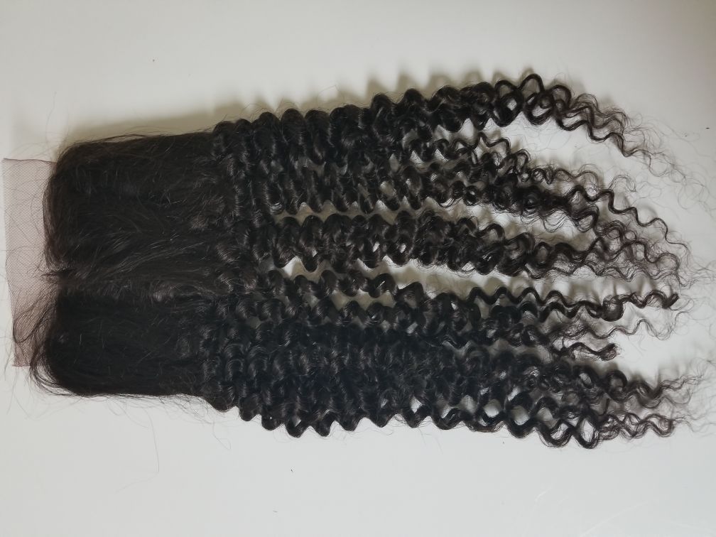 16 Brazilian human hair lace closure deepwave 5"*4"