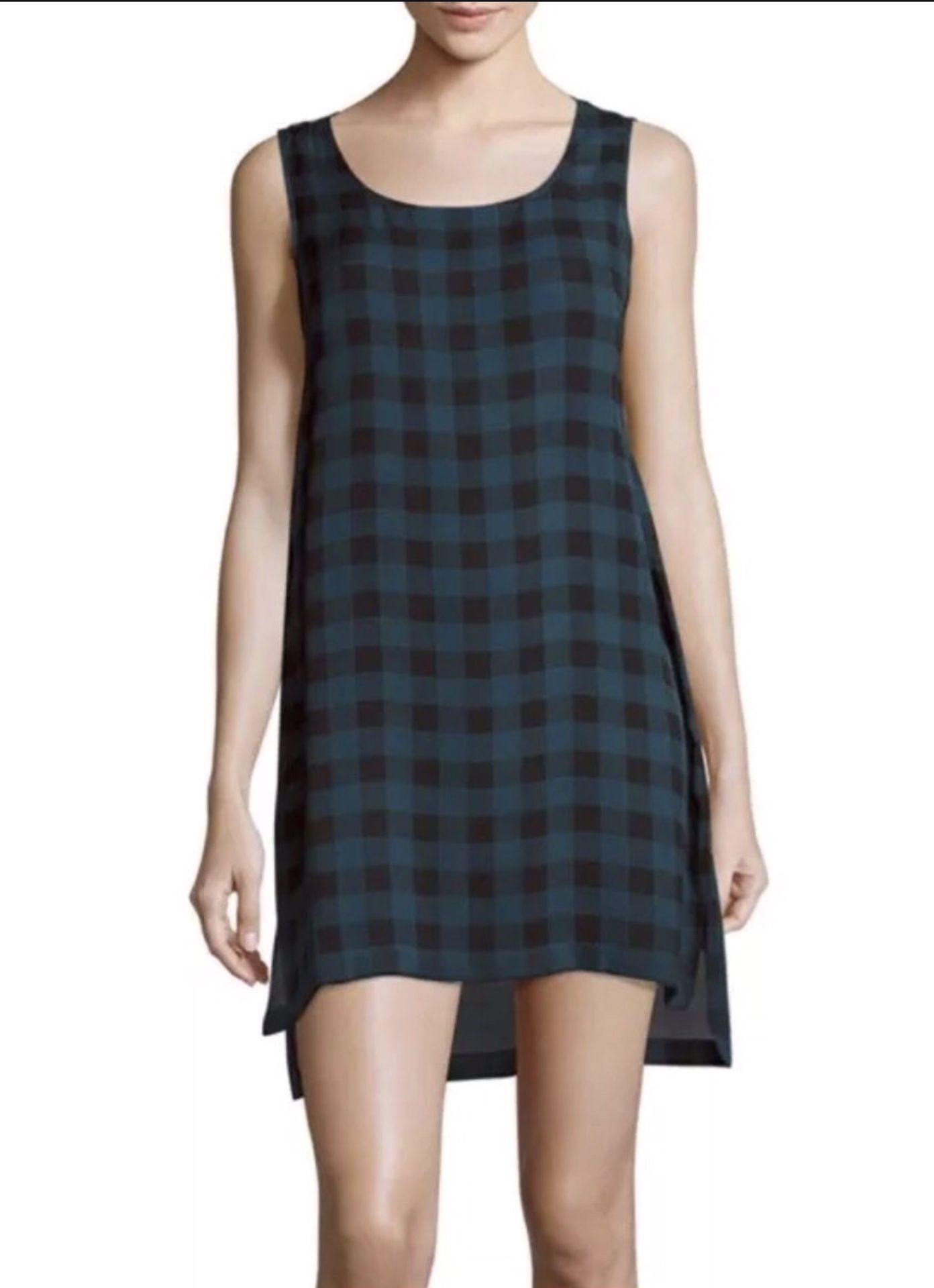 New Authentic EILEEN FISHER Check Printed Sleeveless Silk Tunic Sizes: XS Or Small, Retail: $238.00+Tax