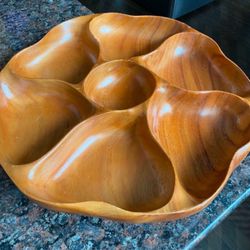 MONKEY POD WOOD PLATTER SERVING DISH VINTAGE LAZY SUSAN WOODEN TRAY BLAIR HAWAII MONKEY POD OBO