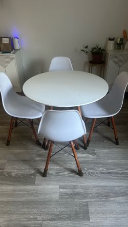 5-Piece Dining Set, Compact Mid-Century Modern Table & Chair Set