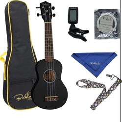 Bailando 21 Inch Handmade Wooden Soprano Ukulele Beginner Kit (Black)